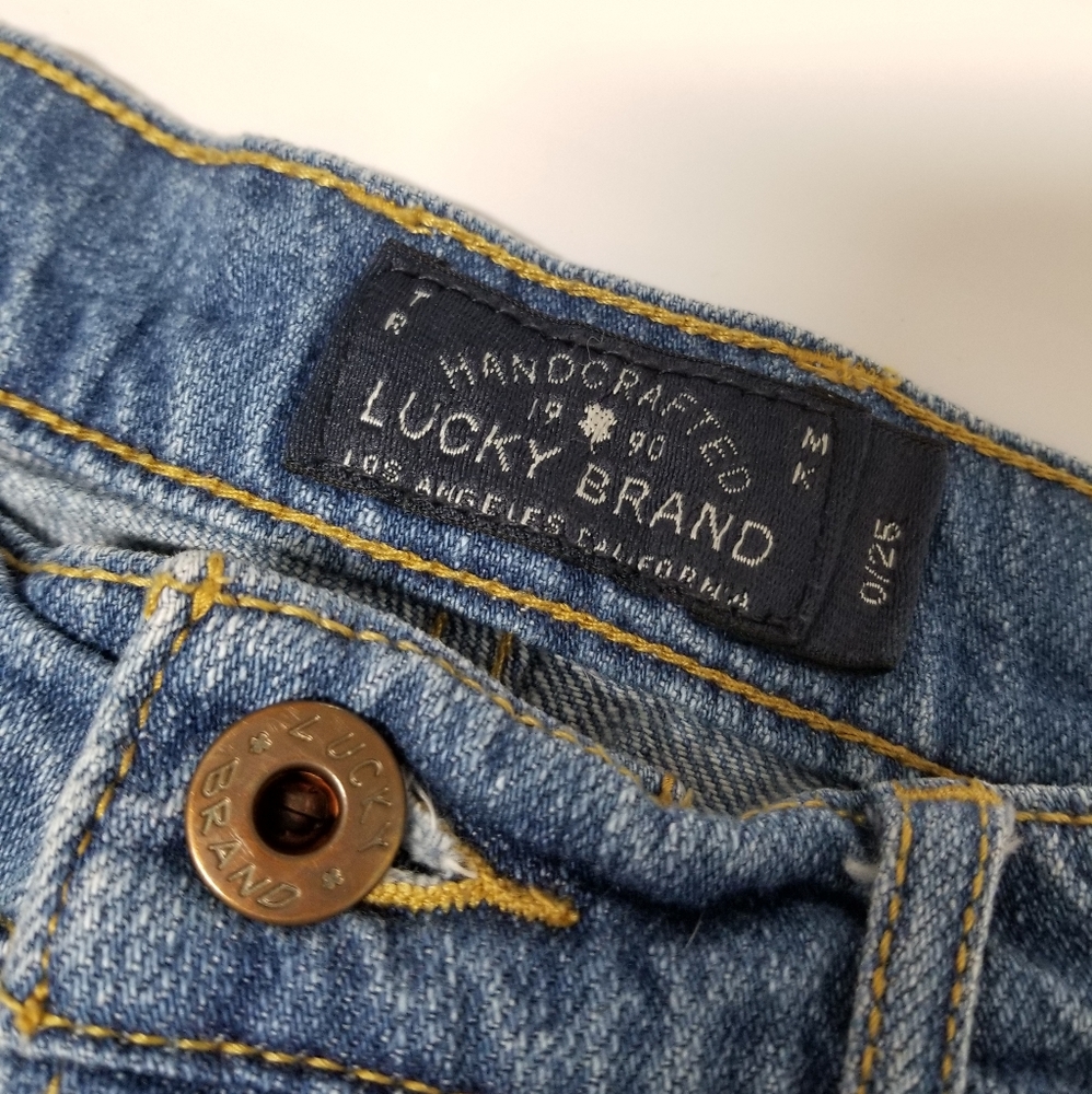 Lucky Brand Malibu Blue Denim Distressed Cut-off Jean Shorts 25 - Picture 7 of 14